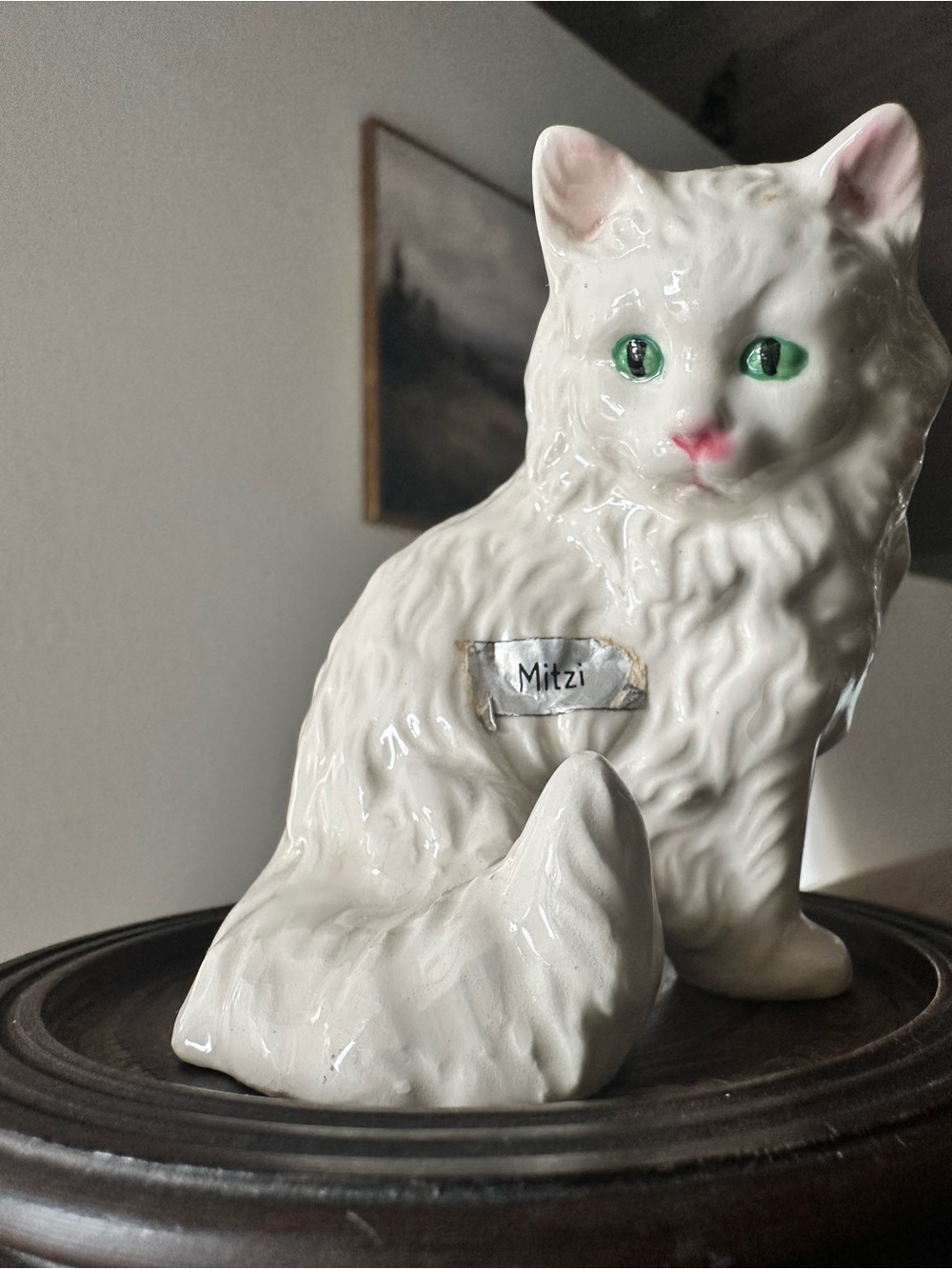 VNTG Goebel “Mitzi” West Germany White Cat Porcelain Figurine CK 13 Green Eyes